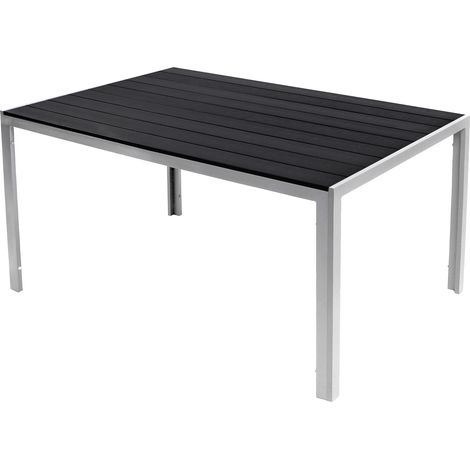 Alu Polywood Gartentisch silber/schwarz 90/150/180cm-D726898-var (1/3)