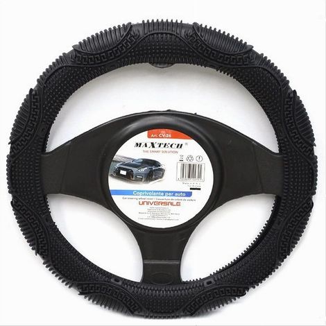 TRADE SHOP - Coprivolante Universale Auto Copertura Fodera Sterzo 38cm Antiscivolo Nero Cv-26 - (1/2)