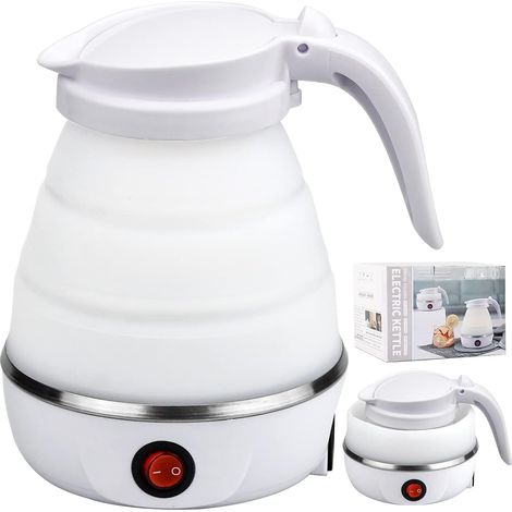 Bouilloire pliable, 0,6 l, bouilloire de voyage en silicone, bouilloire électrique pliable, 600 W