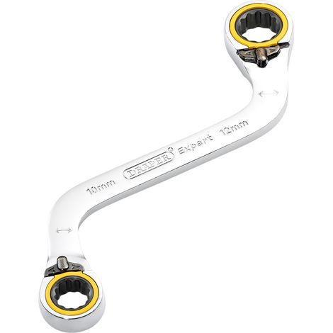 Draper 03942 Draper Expert HI-TORQ Double Ring Ratchet S-Shape Spanner, 10 x 12mm