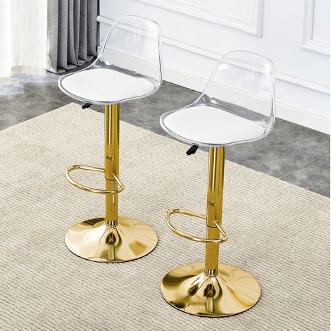 MEUBLIV Sgabello da bar regolabile 40,5 cm trasparente e dorato - Set di 2 (1/5)