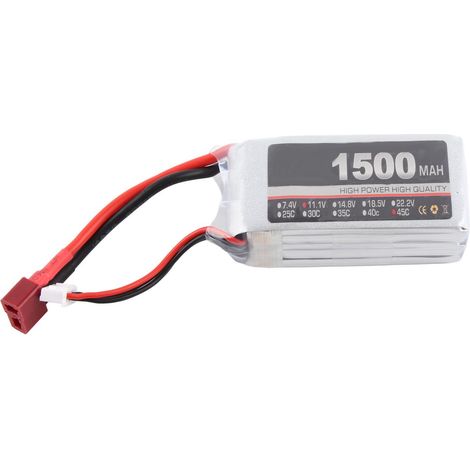 Batterie LiPo RC 11.1V 1500mAh 45C - pour Drone FPV, Quadcopter, Hélicoptère, Bateau RC
