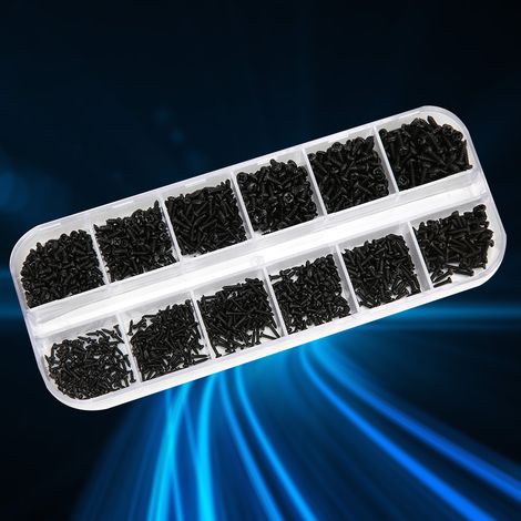 1200 vis autotaraudeuses à tête ronde cruciforme en acier au carbone argenté et noir M1 M1.2 M1.4 M1.7 (Boîte de 1200 vis noires type B) (1/5)