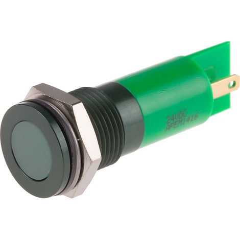 Voyant LED lumineux Vert RS PRO, dia. 14mm, 24V c.c., IP67 ( Prix pour 1 ) (1/2)
