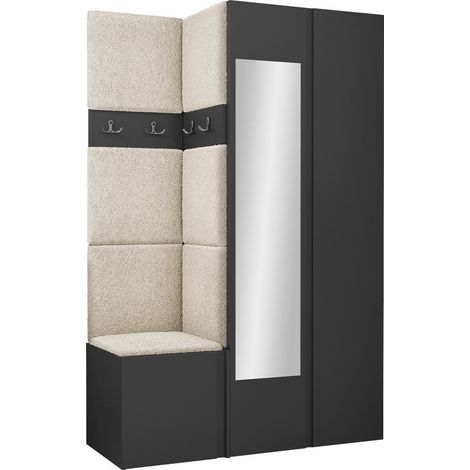 Conjunto para recibidor Pinis XXVI, Abriamo 3, 186x116x46cm, Espejo, Aglomerado laminado, Tapiz, Colocada, Montada en la pared