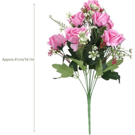 1 Rose artificielle, Pêche, 41 cm, Plastique, Décoration intérieure et extérieure (1/5)