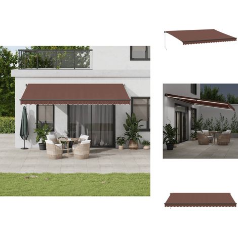 Markise Manuell mit LEDs Braun 500x300 cm - Markise - Gartendekoration - Sonnenschutz - Outdoor Möbel - Terrassenzubehör (1/5)
