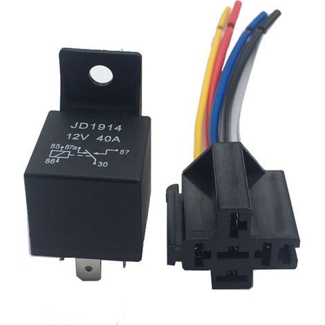 12V 40A AMP 5 SPDT Kfz-Relais mit 5-poliger Buchse und 5 Drähten für GPS, Lampen, Lüfter, Klimaanlage (1/5)