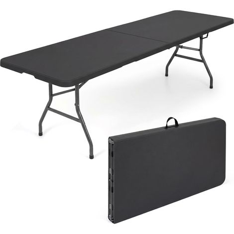 COSTWAY Tavolo da Campeggio Pieghevole, in HDPE (Nero, 245 cm) (1/5)