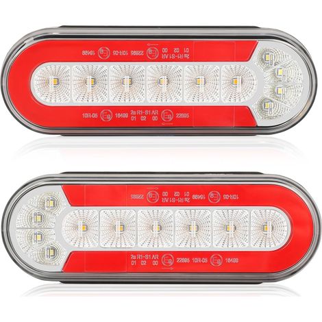 Feux Arrière LED pour Remorques 12/24V, 2 Pièces Étanches avec Feu de Stop, Feu de Position, Clignotant Dynamique et Feu de Marche Arrière pour Camping-Car, Camion, Tracteur (1/5)