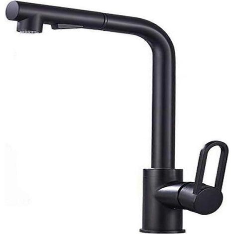 Robinet de cuisine au design élégant, douchette extractible à arc élevé en acier inoxydable, finition noir mat, robinet d'évier de cuisine facile à installer avec rotation à 360° (1/5)