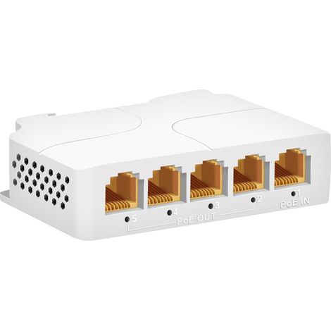 Extendeur PoE 5 Ports Gigabit - 1 Entrée 4 Sorties - 90W Total - VLAN et 250m - Rail DIN (1/5)