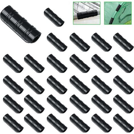 30 Pcs Garden Building Tube Clip, Plastic Clips for Greenhouse Film Clip Tube Clamping Connector Kit, Frame Pipe Clamps Tube Film Clip for Greenhouse Banner Frame Shelters Black (23mm) (1/5)