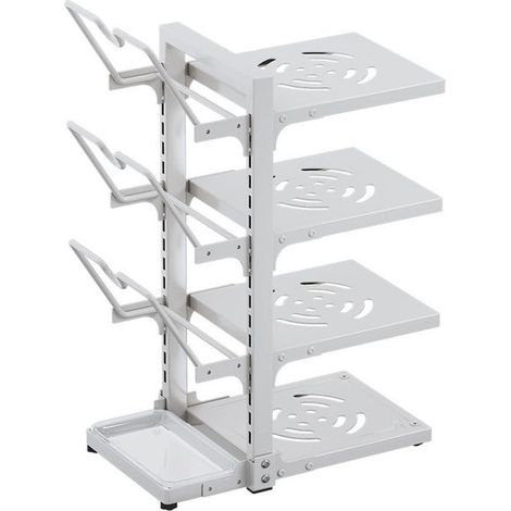 Étagère de cuisine, étagère multi-niveaux pour casseroles, boîte de rangement pour ustensiles de cuisine à 4 niveaux, blanc,3722.653cm