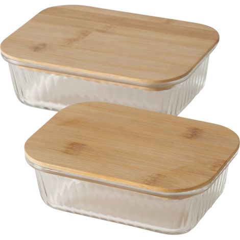 Lebensmittelbehälter mit Bambusdeckel LUKA, 2er-Set