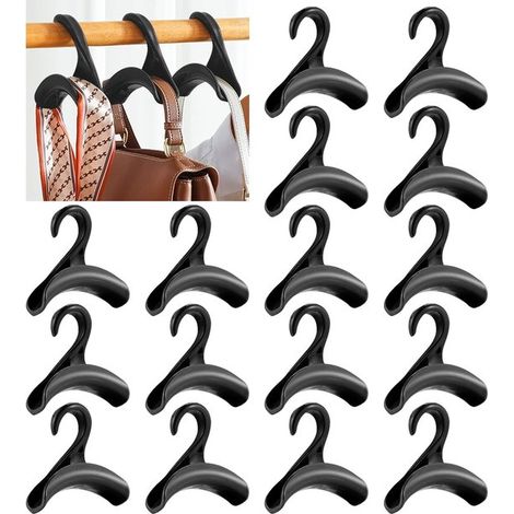 Tuttofare，[Gancio per borsa]，[Gancio per borsa]，[Gancio per borsa]，[Gancio per armadio]，[Ganci appendiabiti]，[16 pezzi]，[Nero] (1/5)