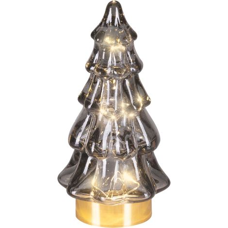 Batt. Micro LED Glasbaum grau 5 Etagen Ø 6 cm H: 12,8 cm ww