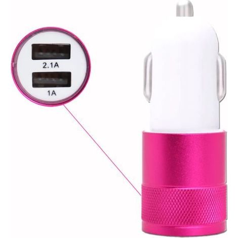 Chargeur allume-cigare USB rose, avec deux ports USB ultra-rapides (12-24 V), compatible avec Lenovo K14 Plus. - AquaForge (1/3)