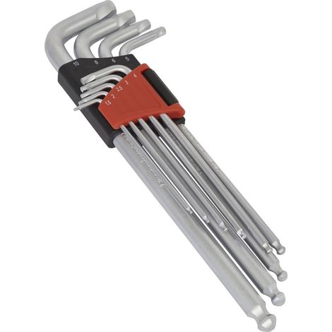 Sealey Premier Lock-On&trade Extra-Long Ball-End Hex Key Set 9pc AK7180