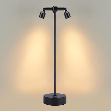 Faretto wireless ricaricabile - Luce d'accento da tavolo per opere d'arte, piante e vetrine di gioielli, perfetto per soggiorno, sala da pranzo, negozio - Nero - Luce calda (1/4)