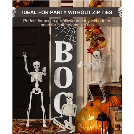 5 Deco Halloween Squelettes Réalistes Décorations, Squelette d'halloween Posable Intérieure et Extérieur Accessoires Fête Halloween (1/4)