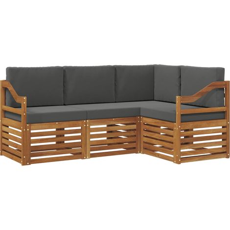 Set divani 4 pz Salotto da Giardino Naturale e Antracite Legno di Acacia Massello (1/5)