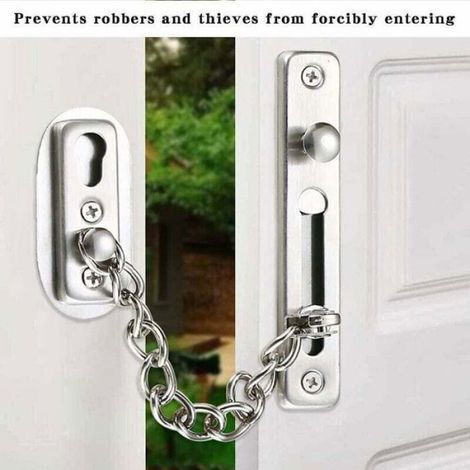 Chaîne de sécurité, chaîne de porte en acier inoxydable 304, verrou de chaîne de porte avec vis, convient aux portes et fenêtres (1/4)