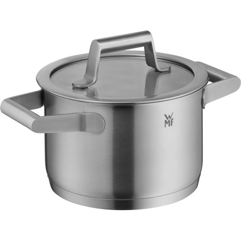 marmite petite 16 cm, couvercle en verre, marmite à viande induction 1,9 l, acier inoxydable mat, graduation interne, empilable, non revêtu (1/5)