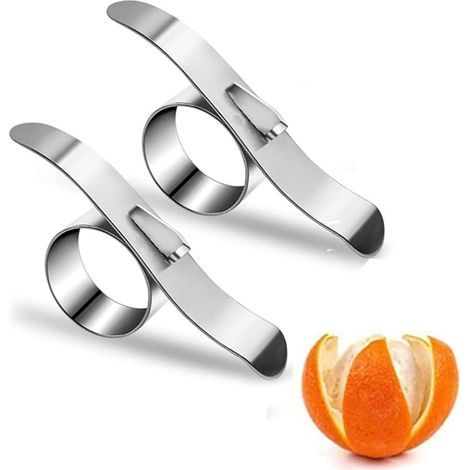 Orange peeler, set of 4 (2 pieces), portable stainless steel kitchen tool for peeling lemons and clams. (1/4)