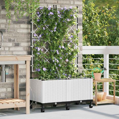 Teenpull – Garten Blumenkübel mit Bewässerung und Rädern 2 Stk. Weiß PP (1/5)