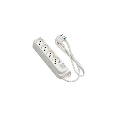 MULTIPRESA 4 POSTI BIPASSO+SCHUKO C/INTERR.TERMICO 2 POLI+ T16A RETAIL  bianca 474204    FANTON