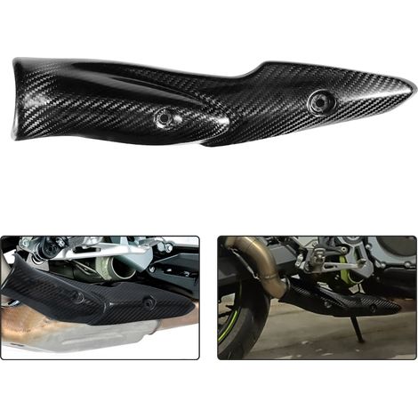 Cache de silencieux en fibre de carbone avec protection thermique pour système d'échappement de moto Kawasaki Z900 17-19 (1/5)