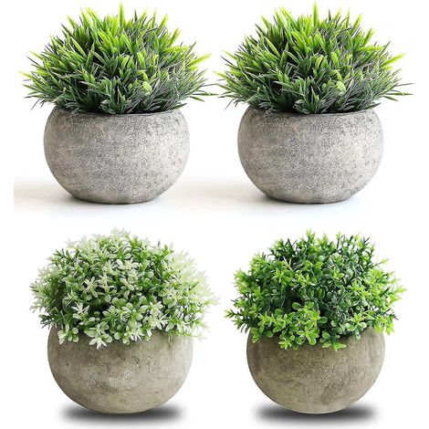 Lot de 4 mini plantes artificielles en pot pour la décoration de salle de bain/bureau à domicile, petites plantes artificielles en pot, fausse verdure pour la décoration de la maison (1/5)