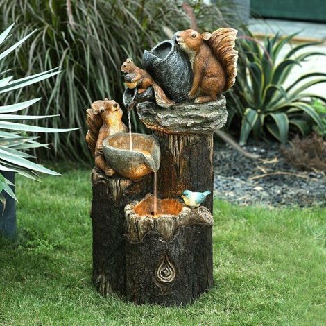 Fontaine décorative de jardin avec sculpture animale et éclairage solaire LED pour extérieur (1/5)