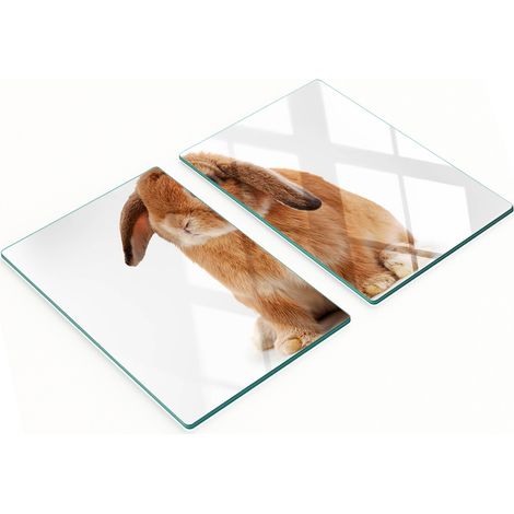 Küchenschneidebretter aus Glas mit rotem Kaninchenmotiv, 2 x 40 x 52 cm (1/5)