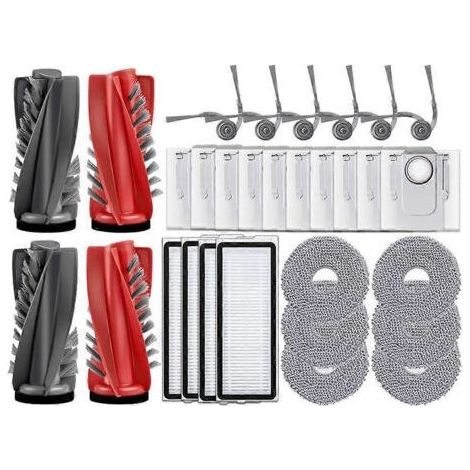 Pièces détachées pour aspirateur Roborock Qrevo 5AE Curv / S5X / 5A1 / 5XC / CurvC : rouleau principal, brosse latérale, filtre HEPA, lingette de nettoyage et sac à poussière (1/5)