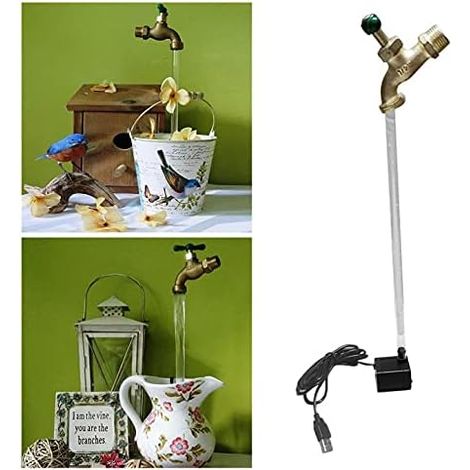 BRAVIX Invisible Coulant Arrosoir Fontaine Yard Art Décoration Flottant Robinet Fontaine Magique Suspendu Robinet Ornements De Bureau pour La Maison Jardin Cour Décor (Un verte)