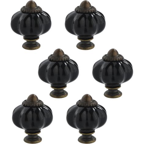 Lot de 6 boutons de meubles avec vis - Noir - Style vintage - Pour armoire de cuisine, penderie, commode (1/5)