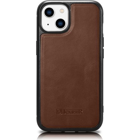 Étui pour iPhone 14 Plus recouvert de cuir naturel marron foncé à l'huile et à la cire (1/5)