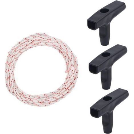 Corde de Démarreur à Rappel 10 Mètres 3,0 mm, Corde de Traction Avec 3 Pièces Poignée de Démarrage pour Pièces de Tondeuse à Gazon Tondeuse à Tronçonneuse Brosse à Bordure Moteur de Coupe (1/5)
