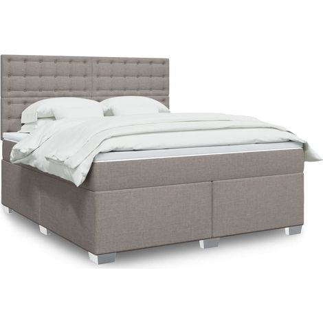 vidaXL Sommier à lattes de lit avec matelas Taupe 180x200 cm Tissu (1/5)
