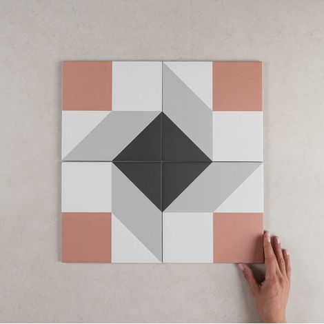 Carrelage grès cérame effet carreau ciment BAUHOME KARO COLD 20x20 cm Marron - Mat - boîte de 1 m2
