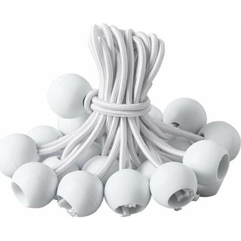 Tendeur Bache, Tendeur BouleTendeur lastique pour Pavillon,Bche,Camping,Tente,Rideaux Harnais dExtension(20 Pices Blanche-20cm ) (1/5)