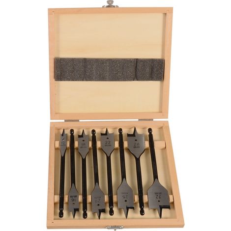 Projahn Flachholzbohrer-Set 8 teilig Durchmesser 12-16-18-20-22-25-28-32 mm (1/4)