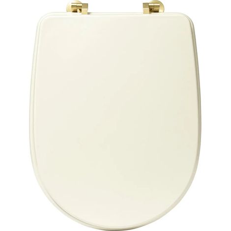 5Five Simply Smart – Abattant WC ivoire HDF avec charnières dorées – Finition peinture à l’huile – Installation rapide avec vis standard – Dimensions 49x36cm (1/4)