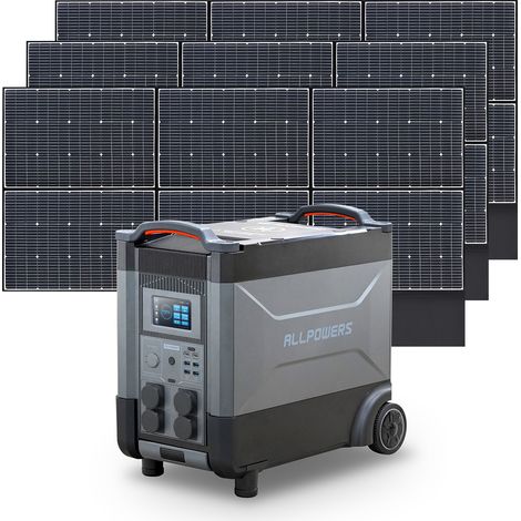 ALLPOWERS Estación de energía portátil R4000 con 3 x 600W Paneles Solares, batería LFP de 3456Wh, 4 Tomas CA 4000W (6000W Pico), Carga Rápida de 1.2H, generador solar para Acampar, Cortes, UPS Backup (1/5)
