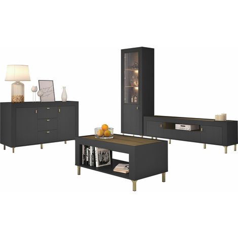 Conjunto de salón Mormavu 114, Negro mate