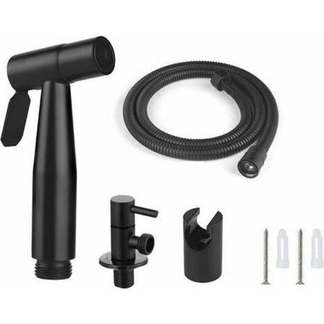 Kit Douchette WC , Tuyau de 1,5 m et Support, Adaptateurs de G1/2 noir (1/5)