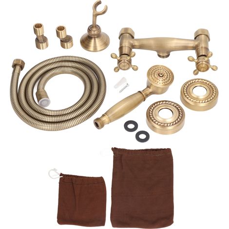 Antikes Duscharmaturen-Set aus Messing, Duschsystem und Badezimmerarmatur, wandmontierte Handbrause für Badezimmer