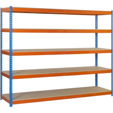 Simonrack Étagère robuste bleue orange bois 2000 mm (1/5)